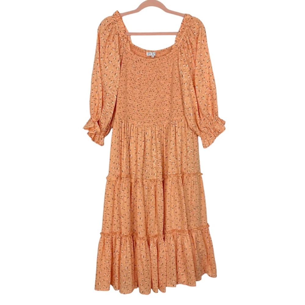 Ivy City Prange Sorbet Floral Smocked Midi Dress
